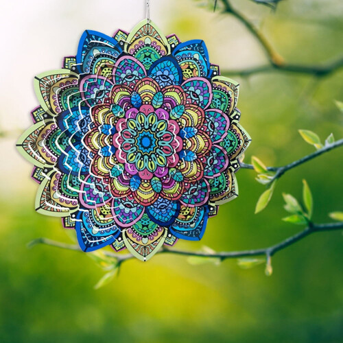 Mandala vindspinner i rustfrit stål 12 tommer