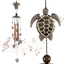 Carillon éolien Ghojet Tortues en aluminium 90 cm (35,4 pouces), 7 tortues