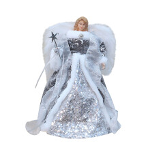 Poupée Ange de Noël Robe en tissu rouge et or 1 pièce