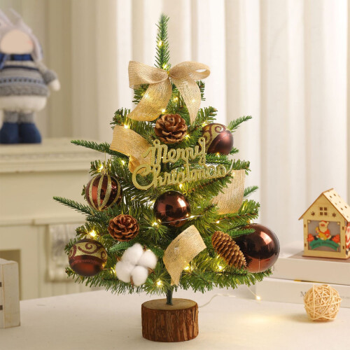 WJSXC Mini Christmas Tree 45cm or 60cm with Ornaments