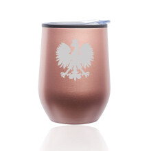 Bicchiere da vino senza stelo con coperchio, color oro rosa, 355 ml (12 oz)