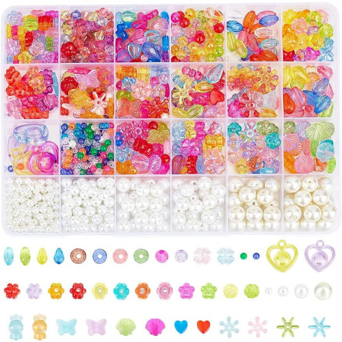 Acrylperlen-Schmuckset, 24 Stile, 945 Teile