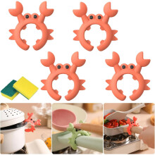 Crab Spatula Holder Silicone Spoon Rack 4 Pcs Red