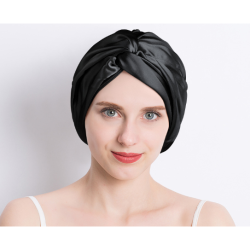 Dubbellagers Sovmössa i 100 % silke Black 1