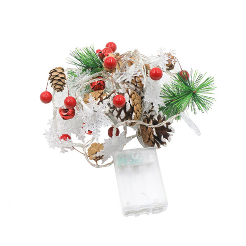 Julkrans med snöflinga och tallkottedesign