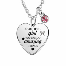 Collana con ciondolo a cuore in acciaio inossidabile, 1 pezzo