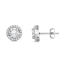 Ohrstecker aus Sterlingsilber mit Geburtsstein-Halo und Zirkonia (3,50 Karat Gesamtgewicht)