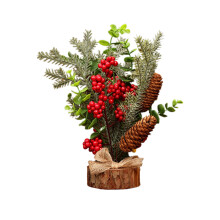 Mini joulukuusi 29 cm korkea punaisilla hedelmillä
