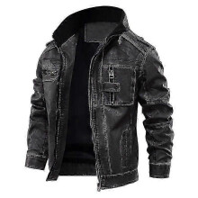 (COLOR gray, XXL) Leather riding jacket for men - Winter-proof motorcycle outerwear in EU sizes