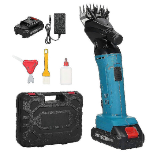 (EU Plug - 2 Battery) Lithium-ion shearing machine for wool - 9-tooth 6-speed adjustable sheep shears