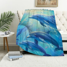 Couverture douce et moelleuse Ă motif dauphin sous-marin, 150 x 200 cm