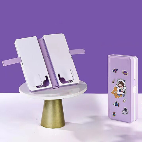 Étui à crayons pliable avec étagère et support de lecture réglable (1 pièce)