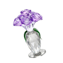 Crystal Rose Flower Beeldje Romantics Cadeau voor vrouw-Paars