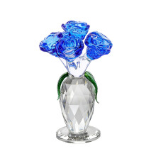 Glazen bloemboeket cadeau voor vrouwen Kristallen roos-Blauw