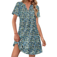 Women's dresses, casual V-neck wedding guest dresses,-Blue S