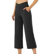Pants for Women Wide Leg Yoga  High Waist Capris Pants-Black XL
