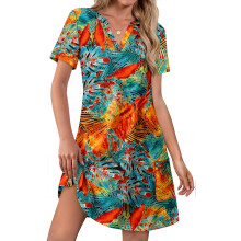 Women's dresses, casual V-neck wedding guest dresses,-Green XL