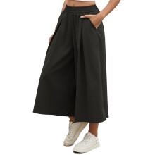 Women's Pants, Wide Leg High Waist Gaucho Pants,-Black S