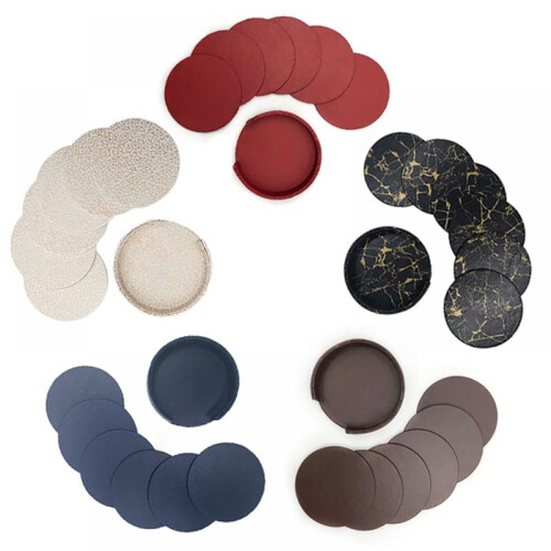 Läderunderlägg Runda 10 cm Set med 6