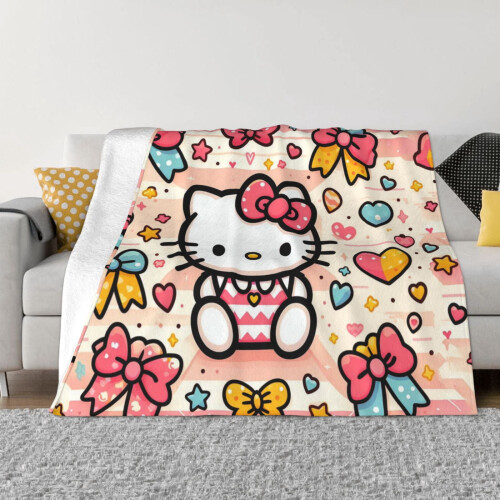 Hello Kitty Flanell-Fleece-Decke, 152 x 127 cm