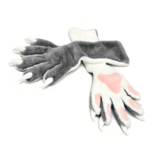 2 Piece Cosy Five Finger Plush  Gloves Halloween-gray white