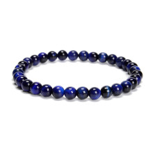 Rundes Armband mit blauen Tigeraugenperlen, 6 mm, 8 mm, 10 mm, 7,5 Zoll