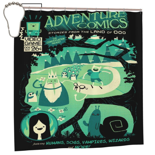 Adventure Time shower curtain polyester 72x72 inches with