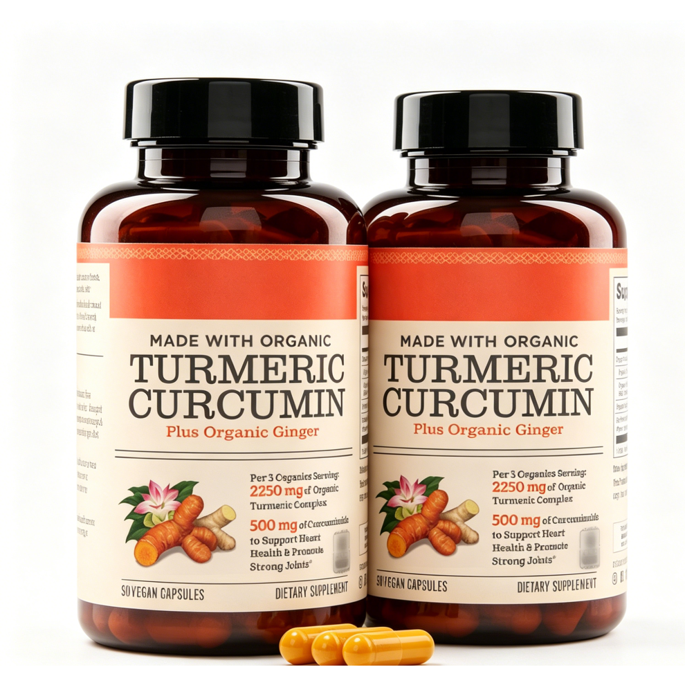(2PCS) Organic Turmeric Curcumin 2250mg e,  95% Curcuminoidsï¼ 90 Vegan Capsules