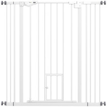 Hondenhek, dubbel vergrendelingsmechanisme, zelfsluitende deur, 104 cm hoog, staal, wit