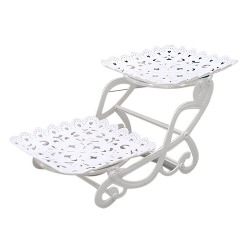 Cake Stand for Desserts Cupcakes and Pastries Square2-Tier