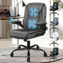 (Grey) ELFORDSON Office Chair Massage Executive Padded Swivel Tilt Adjustable Gaming