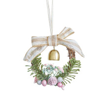 Weihnachtsgirlande mit kleinen Kranzornamenten, 1 Set