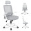ELFORDSON (Grey & White) ELFORDSON Mesh Office Chair Executive Swivel Adjustable Headrest Computer Gaming 8