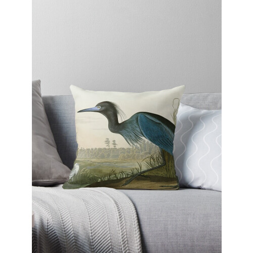 Housse de coussin décorative Petit Héron bleu, double face