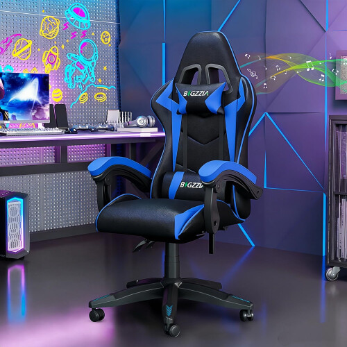 (Blue)Bluetooth Gaming Chair with Speakers Ergonomic Chair 1