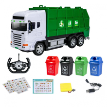 2.4GHz RC Garbage Truck with Trash Bin, Electric Sanitation Vehicle Toy