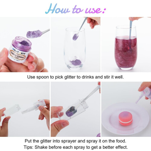 Edible Glitter 7 Colours x 4g 2
