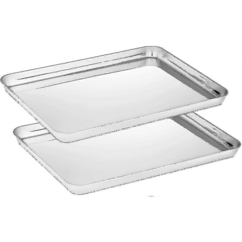 2pcs Stainless Steel Oven Baking Trays, Small & Medium Set - KC