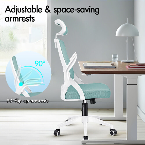 ELFORDSON (Cyan) ELFORDSON Mesh Office Chair Executive Swivel Adjustable Headrest Computer Gaming 1