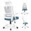 ELFORDSON (Blue Grey) ELFORDSON Mesh Office Chair Executive Swivel Adjustable Headrest Computer Gaming 8