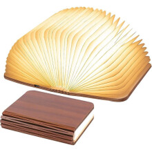 Lampe de lecture LED pliable en bois noyer 9 x 12 x 2 cm
