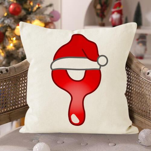 Kerstkussenhoes van linnen met 26 letters 1
