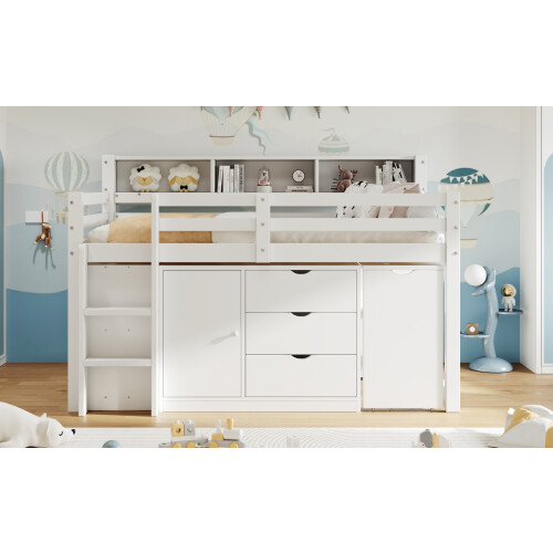 3ft Single Wooden Storage Bed with Pull-out Desk 1