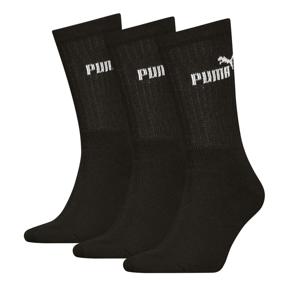 Puma (9 Uk-11 Uk, Black) Unisex Adult Crew Socks (Pack Of 3)