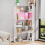 5-Tier Triangular Corner Bookshelf Wooden Open Storage Shelf with LED Light for Living Room Study Home 7