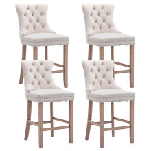 (Beige) Set of 4 Velvet Kitchen Breakfast Bar Stools