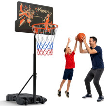 KM-Fit Adjustable Basketball Hoop 110-210 cm | Portable | Outdoor | Stand with Wheels | for Kids and Beginners