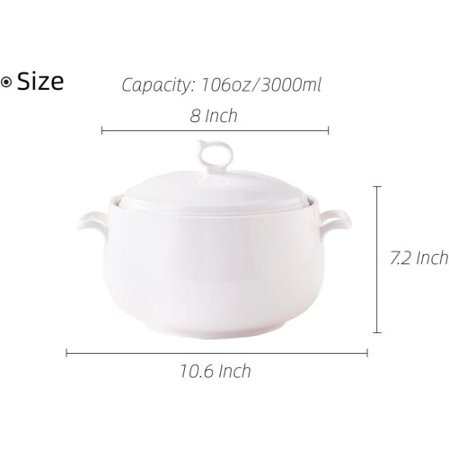 Κεραμική σουπιέρα με καπάκι 3L Pure White 1