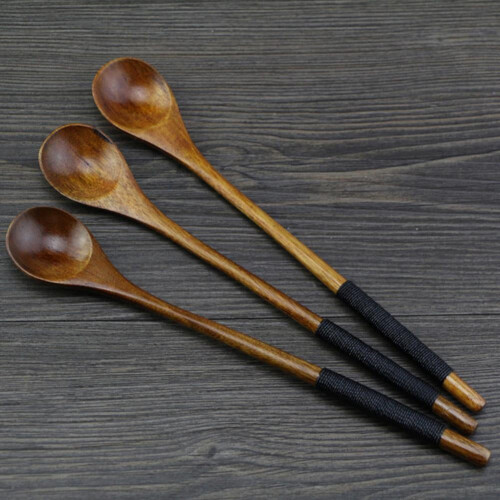 Cuchara de madera de bambú con mango largo para remover (1 pieza) 1