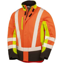 (L, Fluorescent Yellow/Orange/Black) Result Genuine Recycled Mens 3 Tone 3 Layer Printable Safety Soft Shell Jacket